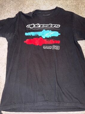 Alpinestars Black Tee with Red & blue Graphic